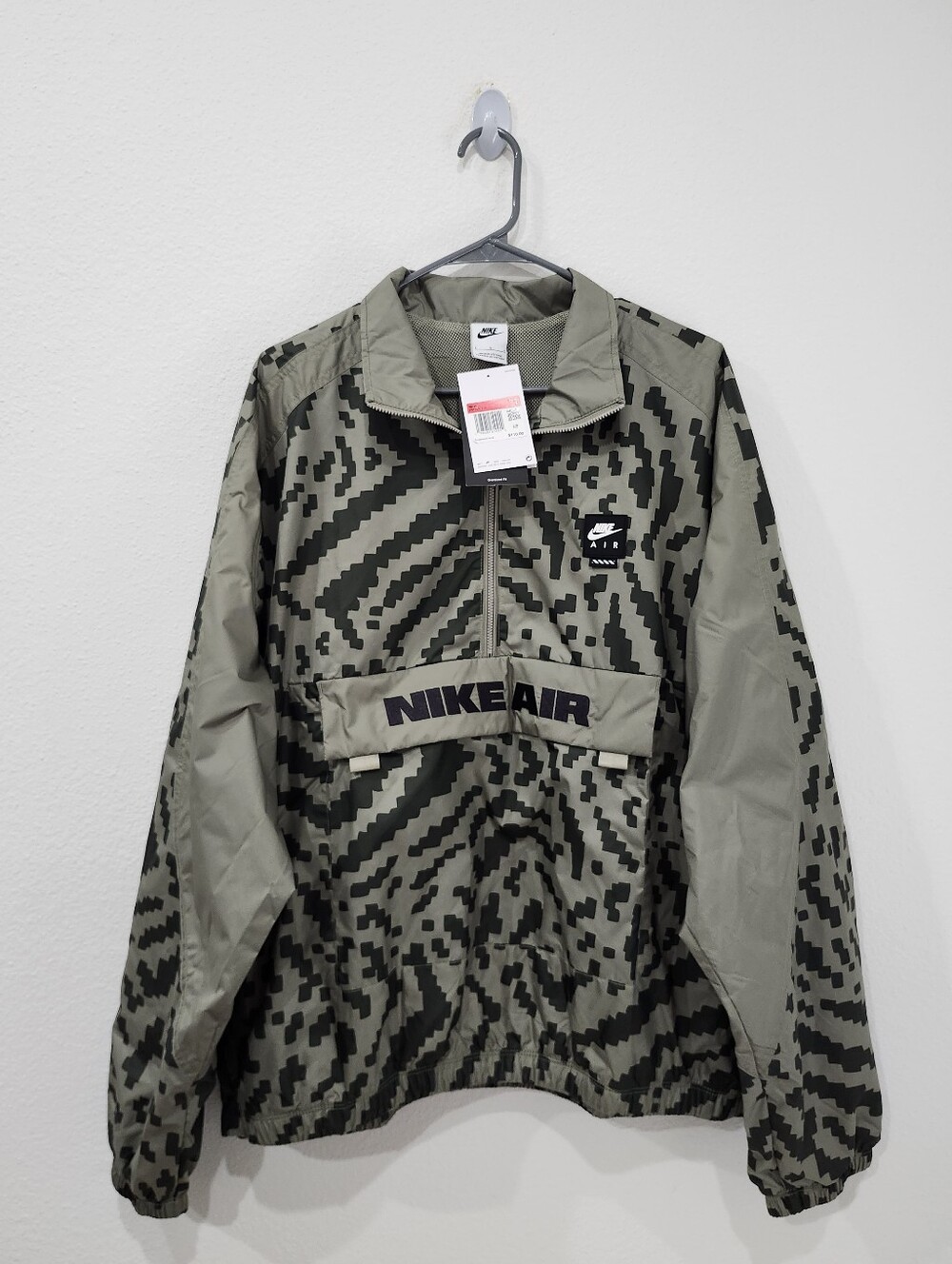 Nike Air Half Zip Woven Camouflage Green Jacket Size Large HV0878-320 Oversized